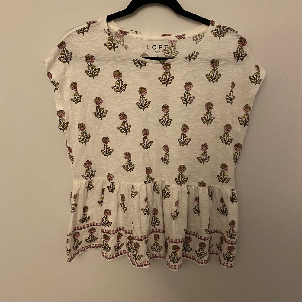 NWT LOFT floral print flounce top